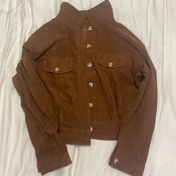 3/$30 NWT Shirt jacket brown ribbed medium - Picture 4 of 6